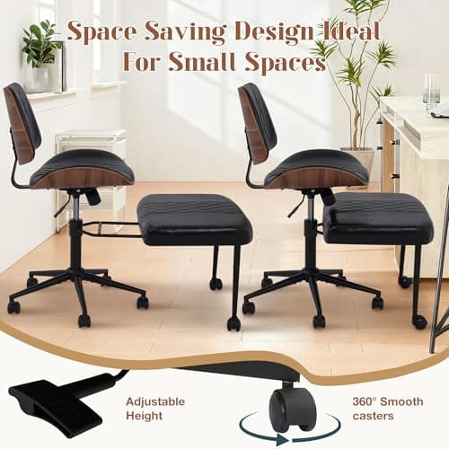 Azaeahom Ergonomic Cross Legged Office Chair with Wheels, Height Adjustable & 360°Swivel for Meditation, Desk & Yoga - Wide Criss Cross Design, Kneeling Chair - Black - Thumbnail 3