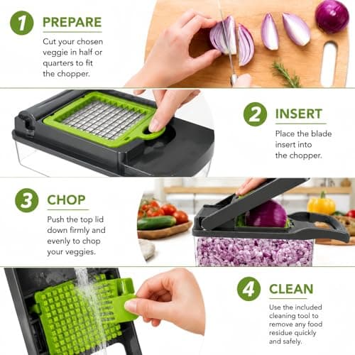 Vegetable Chopper, Onion Dicer & Mandoline Slicer with Container, Grey - Thumbnail 5