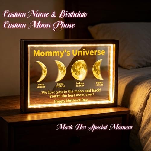 CraffBase Mommy's Universe Light Frame Custom Moms Sky Led Light Box LED Picture Frame Mothers Day Moon Phase Gifts for Mom Grandma Christmas - Thumbnail 3
