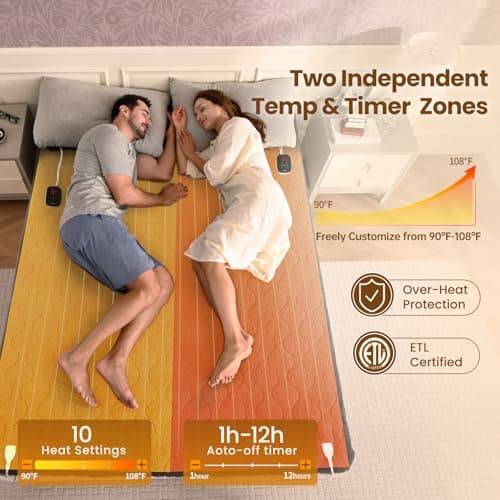 Bearhug Electric Heated Mattress Pad King Size Dual Control 78”x80” Sherpa Bed Warmer 21 Inch Deep Pocket Mattress Heating Pad with 10 Heat Settings 12 Hour Auto Shut Off Machine Washable Gray - Thumbnail 2