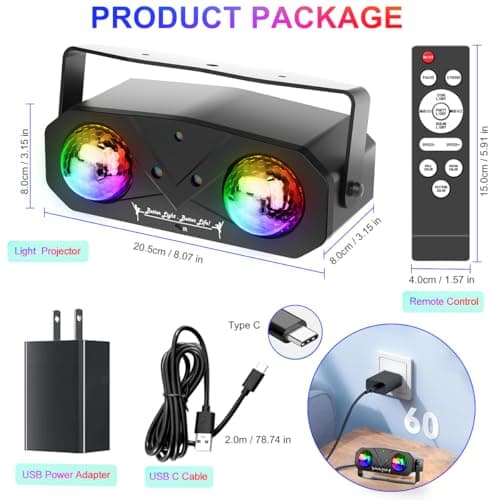 Party Disco Ball, Dj Disco Light Strobe Dance Sound Activated with Remote Control Stage Rave Karaoke Light Ocean Star Projector for Club Dancing Parties KTV Christmas Halloween Birthday Glow Party - Thumbnail 6