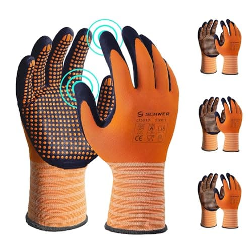 Schwer 3 Pairs Safety Work Gloves Micro-Foam Nitrile Coated, Level 4 Abrasion Resistant Nylon Working Gloves with Micro Dot Grip, Touchscreen, Used for General Use, Gardening, Mechanic, LT5619, L - Image 1