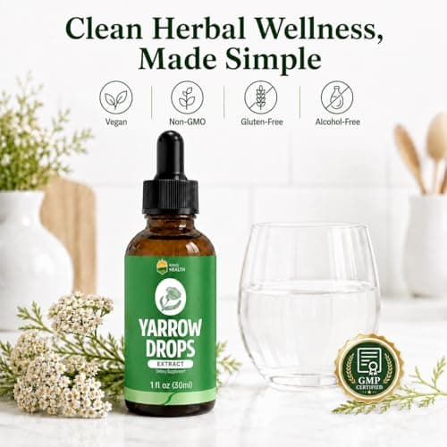 Yarrow Herb Tincture, Organic Yarrow Extract Liquid Drops, Alcohol-Free Achillea Millefolium Herbal Supplement for Women, GMP Certified, Vegan, Non-GMO, Gluten-Free, 1 Fl Oz - Thumbnail 6