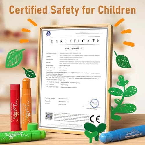 JUPITEARTH 24 Colors Tempera Paint Sticks with 120 PDF Coloring Pages and 30 Stickers, Quick Drying, Smooth, Non-Toxic and Washable Paint Sticks for Kids Drawing on Pumpkin, Wood, Rock, Glass - Thumbnail 5