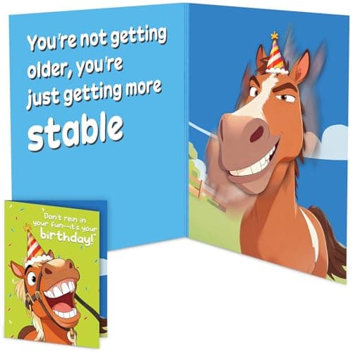 mountova Musical Birthday Card, Hilarious Horse Birthday Card with Sound & Motion - Funny Birthday Cards for Men, Women, Dad, Mom, Son, Husband, 5"x7" - Image 1