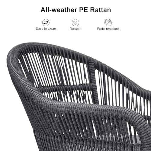 PURPLE LEAF 5 Pieces Oversized Square Patio Dining Set with Outdoor Aluminium Dining Table and Woven Chairs Modern Metal Furniture Cushions Sets for Garden Yard Indoor Decor Kitchen Gray - Thumbnail 2