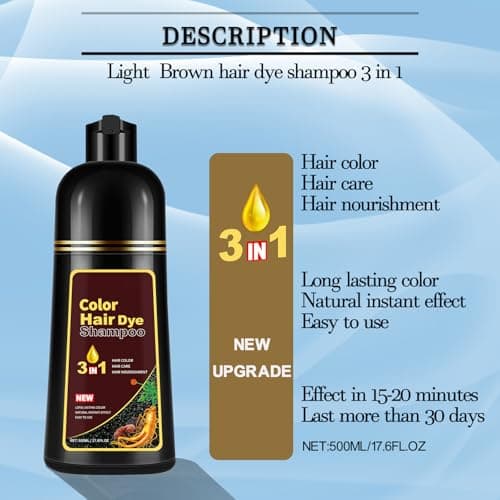 Instant Coffee Hair Dye Shampoo 3 in 1, Light Brown - Thumbnail 4