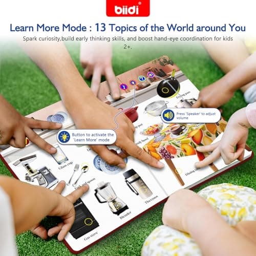 biidi English Words Talking Book for Kids Interactive Activity for Toddler Age 3-5,600+ Sound,Electronic English Learning Travel Toy Birthday Gifts for Boys and Girls,Autism Sensory Toy Sound Book - Thumbnail 4