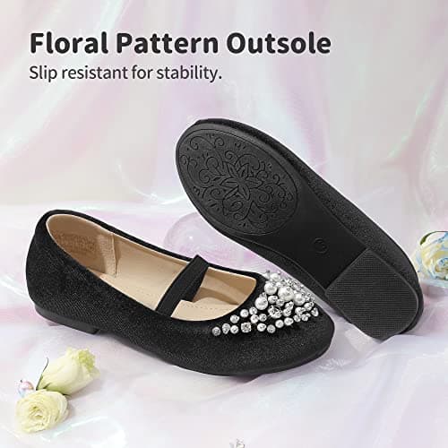 DREAM PAIRS Girls Mary Jane Uniform School Flat Shoes, Black/Suede - 5 Toddler (Aurora-03) - Thumbnail 5