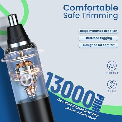 Ear and Nose Hair Trimmer for Men Women, 2026 Professional Painless USB Rechargeable Eyebrow & Facial Hair Trimmer, 13,000 RPM Precision Tool with Powerful Motor and Dual-Edge Blades, IPX7 Waterproof - Thumbnail 4