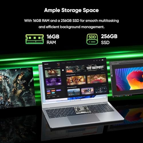 VIGSENUP 15.6" Laptop 16GB RAM 256GB NVMe SSD, Pentium Gold 6500Y (Beats N5095 up to 3.4GHz), Lightweight Notebook PC for Student Business Office, HD Port,Type-C PD Charging - Thumbnail 4