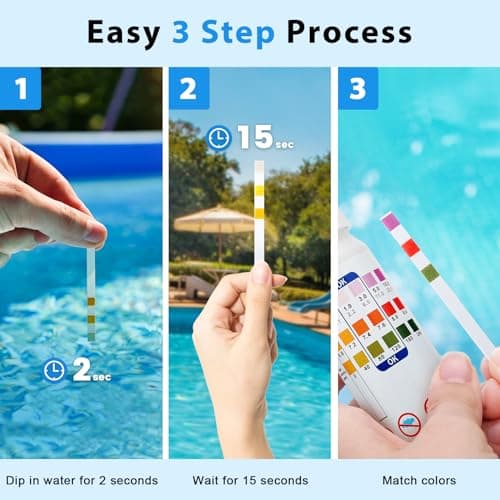 Ainkter Pool Test Strips - 3-in-1 Pool Water Testing Kit for Chlorine/Bromine, pH, Alkalinity - Easy and Accurate Hot Tub Test Strips for Swimming Pools & Spas - 50 Strips - Thumbnail 4