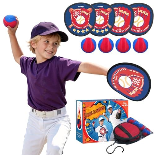 Twinkoo Toss and Catch Ball Game Set for Kids 3-5, Kids Toddler Baseball Glove & Catch Ball Toys,Kids Outdoor Games for Family, Toys for Beach Pool Yard Outside, Birthday Gift for Ages 3 4 5 6 7 8-12 - Image 1