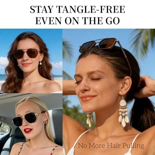 BOBUXLIIN Retro Trendy Womens Aviator Sunglasses Square Polarized UV Protection Sunglasses Women Tangle Free Vintage - Thumbnail 2