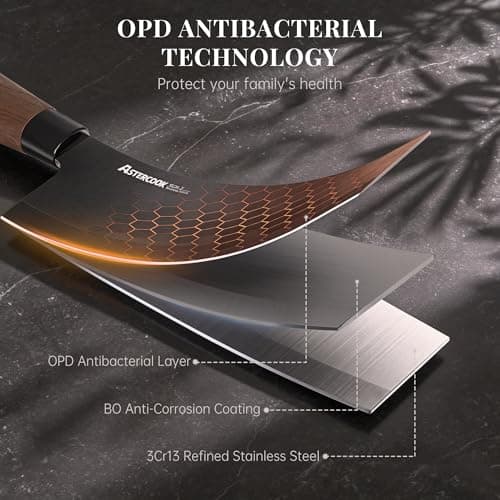 Astercook Knife Set, 6-Piece Kitchen Knife Set with Block, High Carbon Stainless Steel Ultra Sharp Kitchen Knives, Wood Grain Handle, Dishwasher Safe Knife Block Set, Black - Thumbnail 6