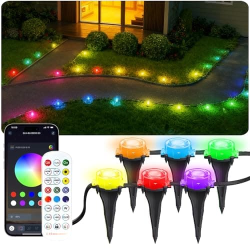 100Ft RGB Ground Lights Outdoor LED Pathway Lights, Multi Color Changing Christmas Decor Waterproof Walkway Lighting for Outside Garden Back Yard Lawn Driveway Patio Landscape Lighting, Smart Control - Image 1