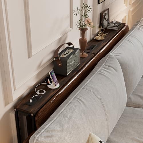 Azaeahom 39" Narrow Console Table,Sofa Table with Charging Station, Narrow Long Entryway Table，Behind Couch Table,for Living Room, Hallway, Foyer(1,Brown) - Thumbnail 2