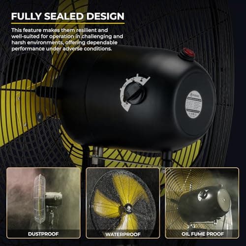 FUGOO 24'' Outdoor Oscillating Pedestal Fan With Remote Control,All Sealed BLDC Motor, 4-Speed Waterproof Outdoor Fan, Heavy Duty Industrial Floor Fans for House,Patios, Commercial, Garage, Warehouse - Thumbnail 6