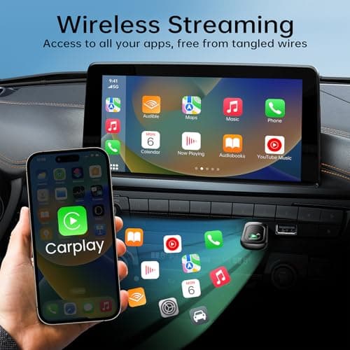 Aupelvno Wireless CarPlay Adapter for Apple iPhone, Convert Wired to Wireless CarPlay, 2025 Upgrade Mini Plug & Play No Latency CarPlay Dongle for iOS 10+ & Cars from 2019+ Dark Black - Thumbnail 4