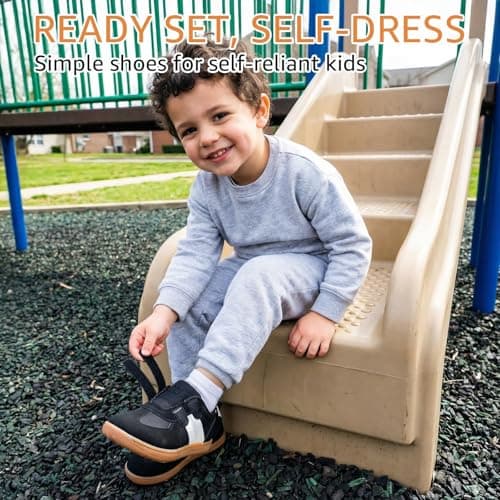 WIDE TOE BOX Toddler Barefoot Shoes Wide Girls Boys School Shoes Zero Drop Tennis Sneakers Non-Slip First Walking Shoe for Daycare Outdoor Activities Black/White Toddler Size 10 - Thumbnail 6