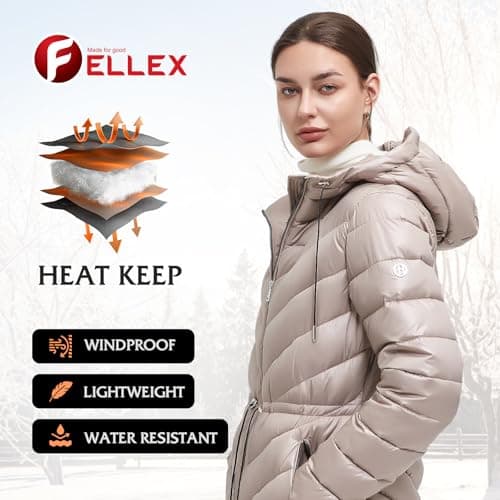 BINACL Women's Thickened Jacket with Hood, Mountain Snow Ski Windproof Modern Glossy Down Alternative Hiking Quilted Parka Stylish Puffer Winter Warm Club Winter Shiny Padded Coat(Taupe S) - Thumbnail 5