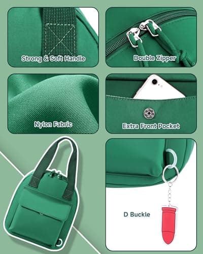 HowFly Lunch Box for Women Men Insulated Lunch Bag Cute Resuable Leakproof Lunch Box Portable Thermal Meal Cooler Bags for Work Picnic Travel Office Green - Thumbnail 4