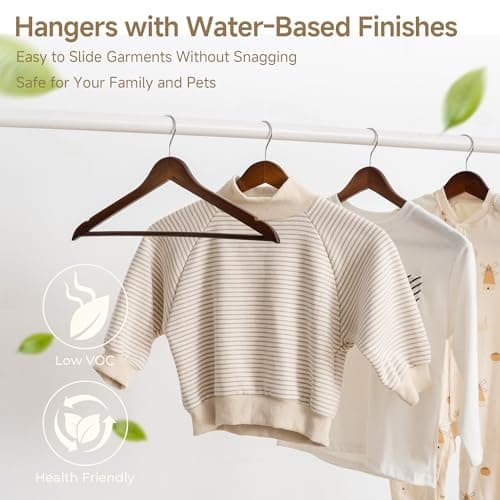 StorageWorks Clothes Hangers, Wooden Hangers 30 Pack for Closet, Wood Hangers for Coats, Shirts, Jackets, Pants, Suits, Walnut Color - Thumbnail 5