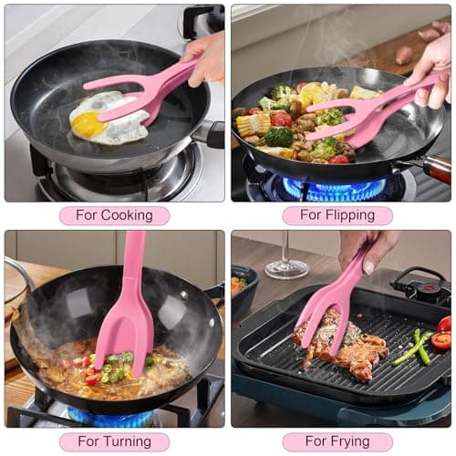 Silicone Spatulas, High Heat Resistant BPA Free Cooking Tongs, Silicone Kitchen Utensils, Spatula Tong, Egg Flipper Spatula for Non Stick Frying Pan, Ideal Cookware for Fish, Eggs, Pancakes - Thumbnail 3