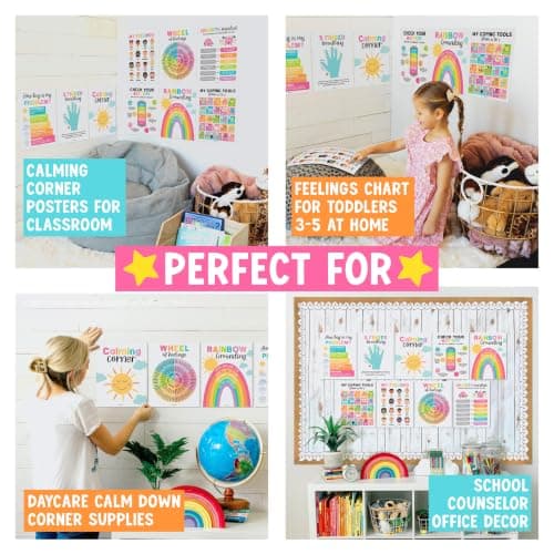 Hadley Designs 9 Calming Corner Posters for Classroom Must Haves - Calm Down Corner Supplies with Emotions Chart, School Counselor Mental Health Poster, Feelings Chart For Kids, Pastel Classroom Decor - Thumbnail 4