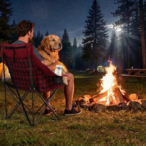 SUNNYFEEL Heavy Duty Camping Chairs for Adults Portable Oversized Folding Chair with Side Pockets & Cup Holde for Fishing,Trip,Picnic,Lawn,Concert Outdoor, Carry Bag Included - Thumbnail 2