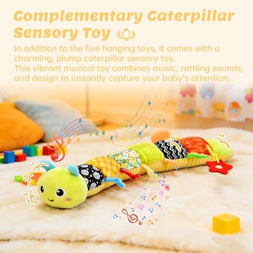 Kidmoze Baby Play Gym & Activity Mat, Baby Tummy time mat w 6 Detachable Toys, Promote Motor Skills & Sensory Development Mat, Newborn Infant Baby Essentials Gift. - Thumbnail 6