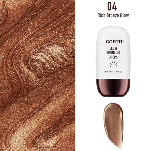 Glow Bronzing Drops – Lightweight Liquid Luminizer Bronzer for Face & Body, Dewy Highlighter Serum for Sun-Kissed Radiance, Moisturizing Illuminator Shimmer Makeup 1.6 Fl Oz (04#/ Rich Bronze Glow) - Thumbnail 2