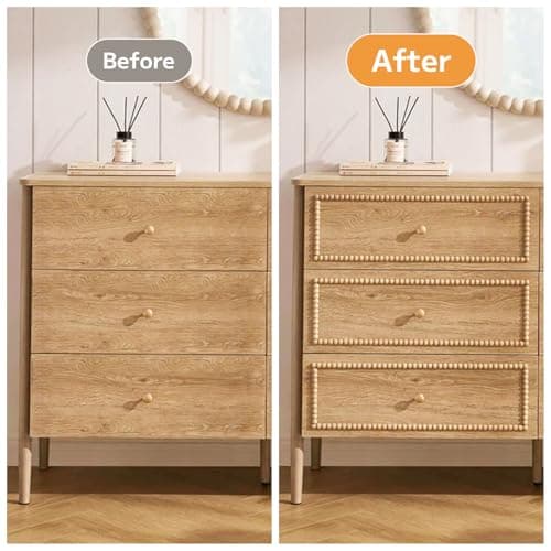 COMTAR Half Bead Wood Decorative Trim Molding 15pcs- 17 Inch Unfinished 3D Decorative DIY Drawer Front Cabinet Trim for Home, Wall, Shelf, Window, Door Decor (24mm) - Thumbnail 4