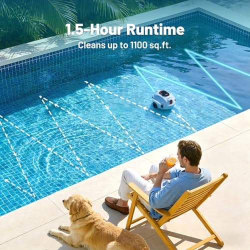 VONKO P10 Pool Vacuum for Above Ground Pool, Cordless Robotic Pool Cleaner and Above Ground Pool Vacuum, Automatic Pool Vacuum with 100-Min Runtime, Self-Parking,White - Thumbnail 3