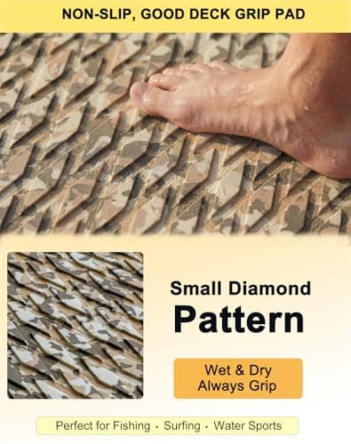 Hjdeck Eva Foam Boat Decking 94.5"x23.6" Small Diamond, DIY Cuttable Non-Slip Marine Floor Mat with 3M Self-Adhesive Backing for Pontoon Jon Boat Bass Boat Jet Ski Golf Cart SUP Paddle Board - Thumbnail 3
