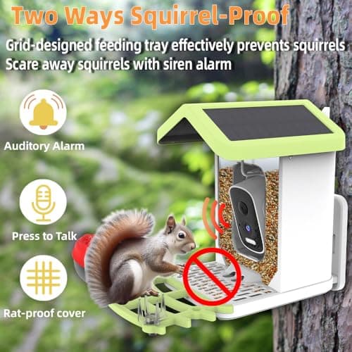 Smart Bird Feeder with Camera, AI Bird Species Identification Solar Powered Panel, 4k HD Video Bird House with Camera for Outside Garden, Instant Arrival Alerts, Ideal Gifts for Lover - Thumbnail 3