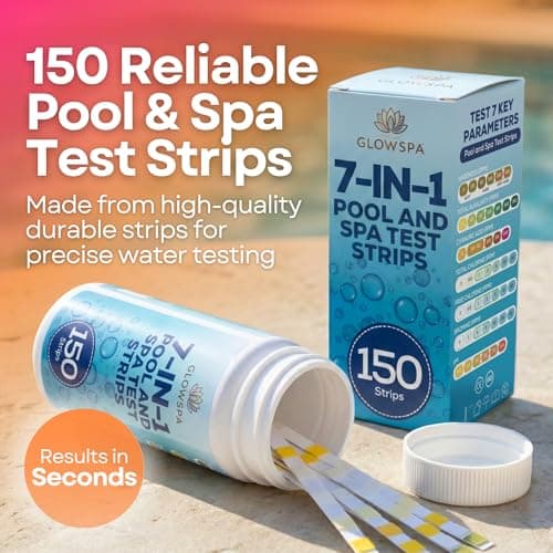 7-in-1 Pool Test Strips - 150pcs Quick, Accurate Spa Test Strips for Hot Tub & Swimming Pools - Chlorine, Bromine, pH, Cyanuric Acid & Water Hardness Test kit. - Thumbnail 5