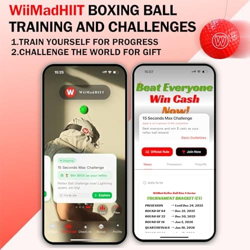 WiiMad Boxing Reflex Ball with App Punch Counter, Reaction Ball for Hand Eye Coordination Training, Boxing Equipment with Headband, Punching Game for Kids, Teens & Adults, Fitness Gift - Thumbnail 5