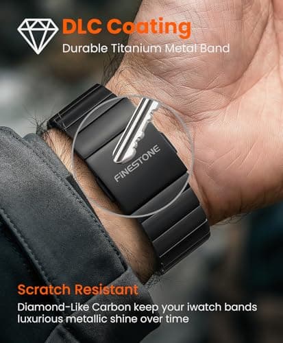 FiNESTONE CRNS02 Titanium Band Compatible with Apple Watch Ultra 3/2/1 49mm & Series 11/10 46mm,Anti-Stratch & Adjustable Magnetic Metal Watch Band,Premium Color Match,Mens Valentines Day Gifts - Thumbnail 3