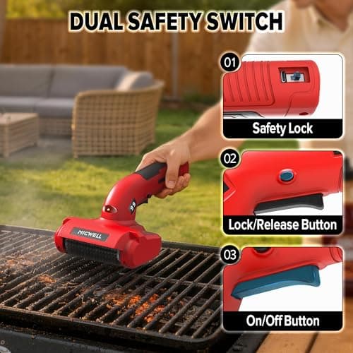 Electric Grill Brush and Ice Scraper Brush, BBQ Grill Brush for Outdoor Grill with LED Light, Rechargeable Bristle Stainless Steel Grill Cleaning Brush - Thumbnail 6