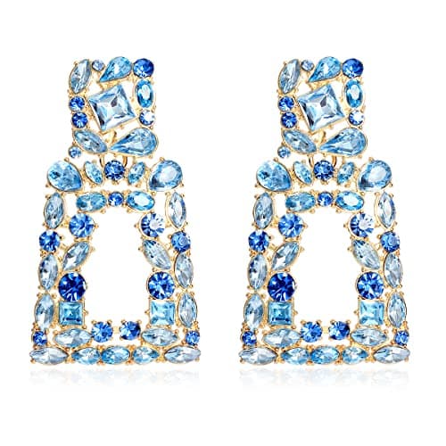KELMALL Chunky Geometric Rhinestone Dangle Earrings for Women – Bold Rectangle Statement Drop Earrings, Gift-Boxed Fashion Jewelry - Image 1