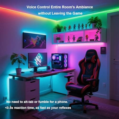 AI Voice Activated Under Bed Lights Strip,Indoor Kids Bedroom Night Lights RGBW, No App/Wifi Required, Dimmable Color Changing Strong Adhesive, Music Sync USB Powered 16.4ft for Kitchen Cabinet - Thumbnail 6