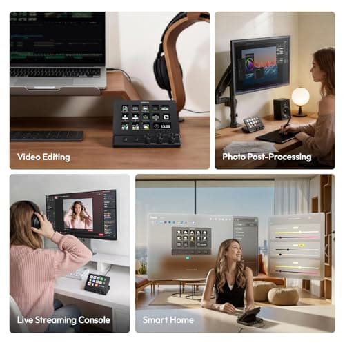 ULANZI D200X Stream Controller with 3 Knobs, 14 Customizable LCD Keys Macro Keyboard, 8-in-1 USB-C Hub Docking Station with 4K HDMI Content Creator Equipment for OBS/Video Editing/Photography/PC - Thumbnail 4