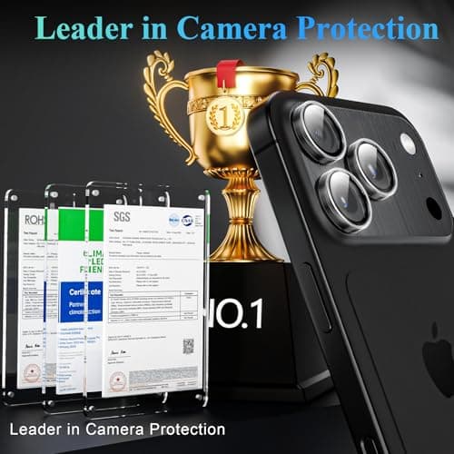 YWXTW Camera Lens Protector for iPhone 17 Pro/iPhone 17 Pro Max, [1 Step Installation Tray] Tempered Glass Screen Protector Metal Individual Camera Cover Accessories Case Friendly (Transparent-2Pack) - Thumbnail 2