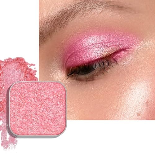 Fillwie Sparkle Duochrome Chameleon Eyeshadow, Pink to Gold Color Shift, Cream-to-Powder Putty Texture, High Pigment Metallic Shimmer Refill Pan, Scintillant Finish (Sunpetal)