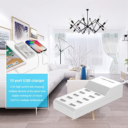 USB Wall Charger USB Charging Station for Multiple Devices Smart Charging Power Hub for Multiple Devices 10 Port Desktop Charger Charging Station Secure Block Compact for iPhone iPad Phone - Thumbnail 6