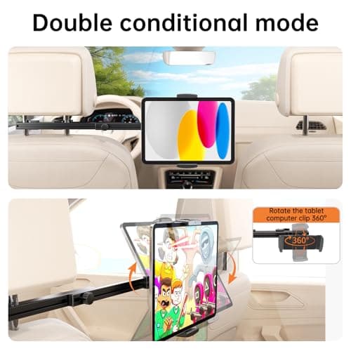 Headrest Tablet Holder for Car Accessories, Crafted from aircraft-grade aluminum，Universal Car Tablet Mount with 22'' Extendsion Arm Car Seat Mount for iPad, Galaxy, Fire HD or 4.7-12.9” Tablets - Thumbnail 4