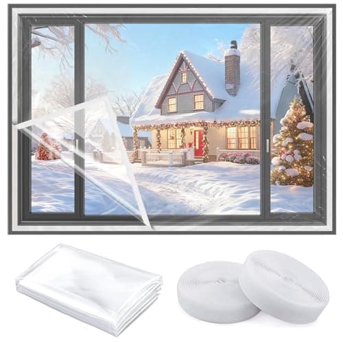 Window Insulation Kit, 47 in x10 ft Cuttable Plastic Film with Adhesive Tape for Winterizing​ - Image 1