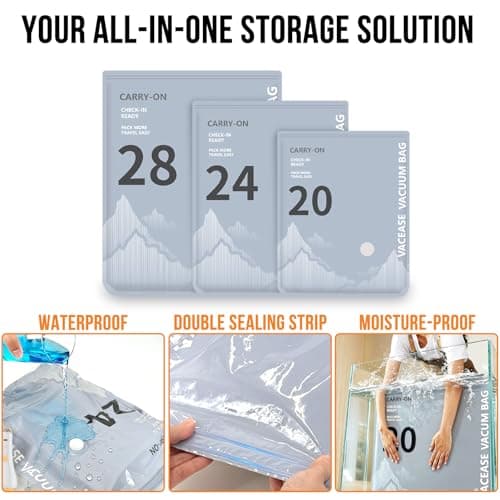 15Pack Travel Vacuum Storage Bags with Rechargeable Wireless Electric Pump, 3 Sizes (20/24/28 Inch) Space Saver Seal Bags for Luggage Suitcase, Travel Essentials for Vacation Cruise - Thumbnail 2