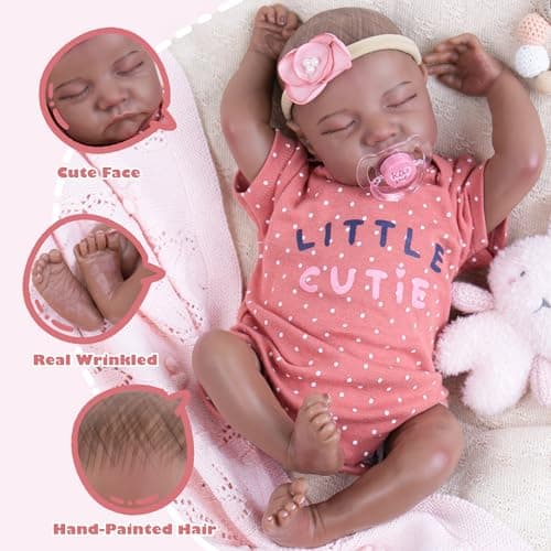 Milidool Reborn Baby Doll Black Girl ?18-Inch Realistic Lifelike African American Newborn Handmade Doll with Real Life Soft Weighted Body and Accessories ?Gift for Kids Ages 3 and Up - Thumbnail 4